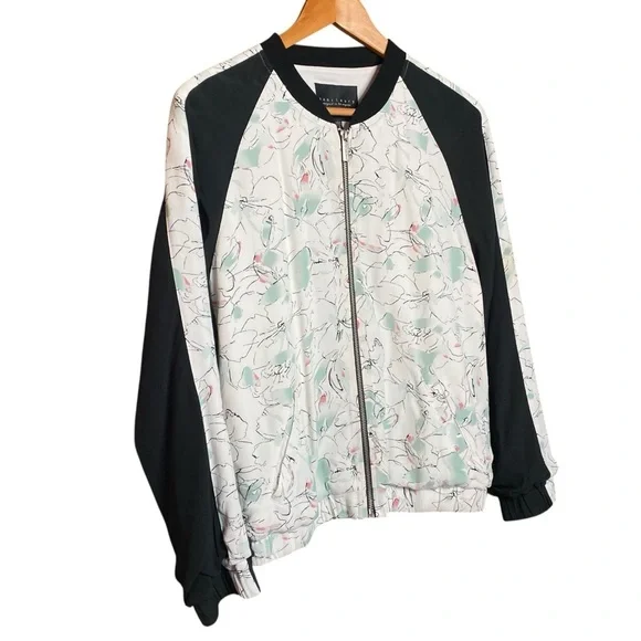Sanctuary, black,white floral,lightweight,track, zip front bomber jacket SZ-S - Picture 4 of 7